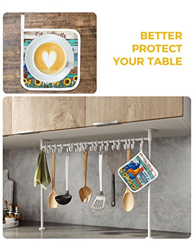 Pot Holder Set Of 3 Country Animal Rooster Idyllic Sunflower Plant Potholder Heat Proof Non-Slip Pot Holders,Farmhouse Vintage Blue Board Hot Pads Potholders For Kitchen Cooking Baking Bbq #TOP5