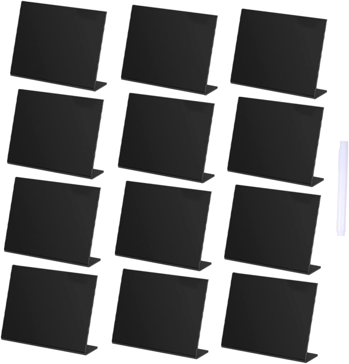 Operitacx Acrylic Message Board Small Blackboard with 12pcs Set and Marker, Black Desktop Writing Chalkboard for Wedding Tabletop Home Decoration