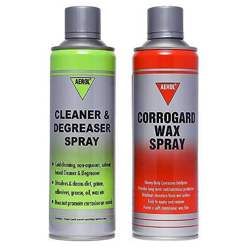 Image of Aerol Cleaner & Degreaser Spray Grade 6000 (350g /444 ml) and Aerol Corrogard Anti-Rust Wax Spray Grade 226 (300gm /458ml) (COMBO PACK)