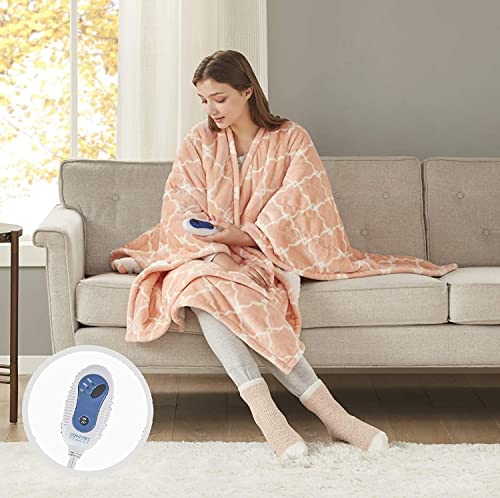 Comfort Spaces Plush to Sherpa Electric Blanket Shawl Shoulder, Neck Wrap with Matching Sock Set...