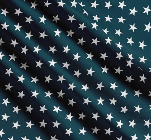 Image of Soimoi Blue Cotton Poplin Fabric Stars Star Fabric Prints by Meter 42 Inch Wide