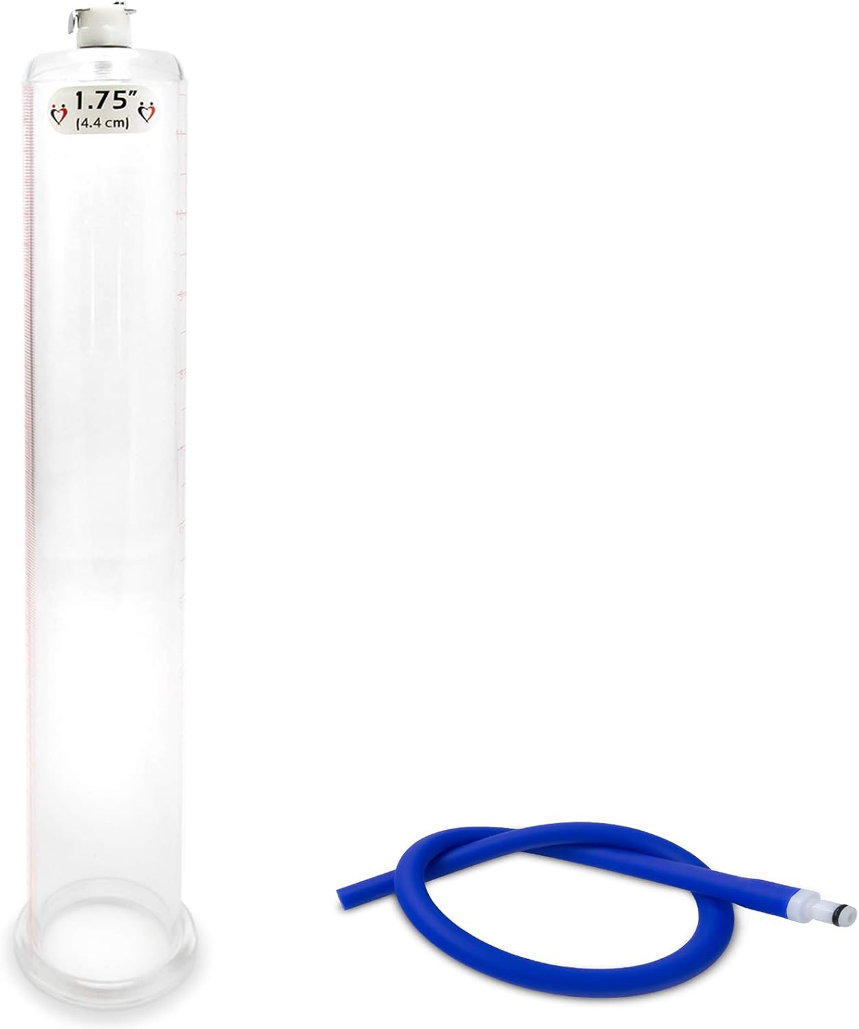 LeLuv 1.75" x 12" Penis Pump Vacuum Cylinder Adult Toy with 18" Royal Blue Silicone Non-Collapsable Hose and Male/Female Air-Tight Locking Fittings