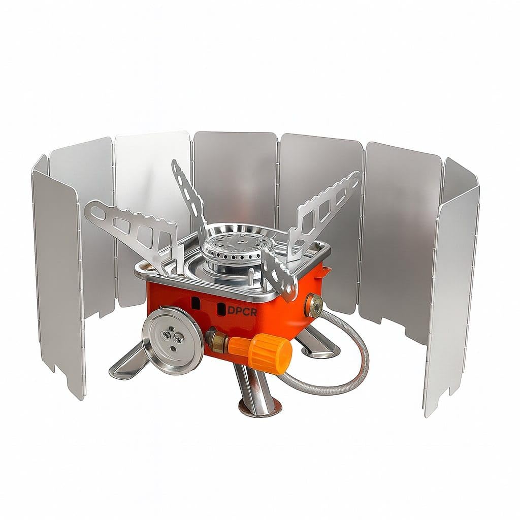 Portable Gas Stove with Air Windscreen Camping Stove Folding Furnace 2800W Outdoor Stove Picnic Cooking Gas Burners Backpacking Furnace Butane-image-42