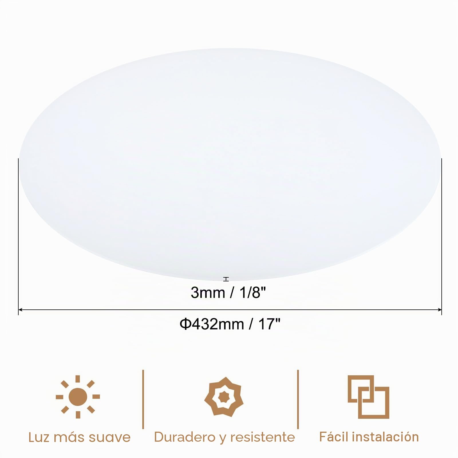 PATIKIL Difusor de Pantalla de Lámpara Diámetro de 17" Blanco Esmerilado