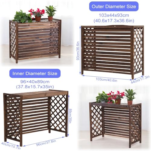 Cubierta de aire acondicionado de madera para jardín 96x40x89 cm 5
