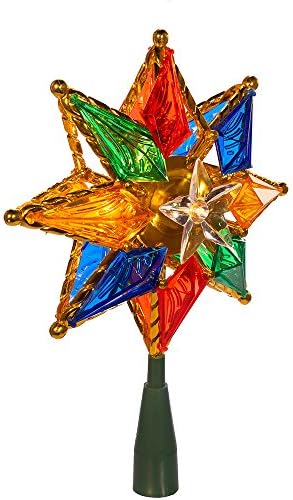 Kurt Adler 10-Light 8-Point Star Christmas Treetop, 8-Inch, Multi-Colored
