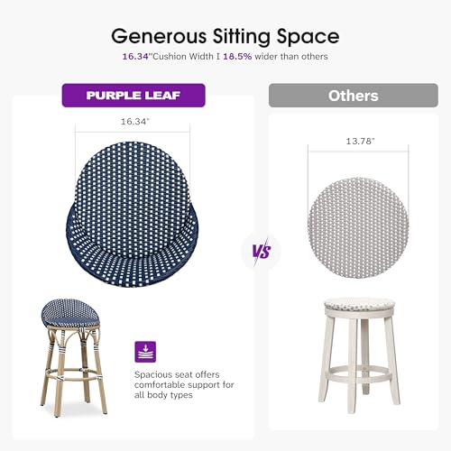 PURPLE LEAF Outdoor Oversize Bar Stool Backrest Patio Barstools 1-Pack — view 3