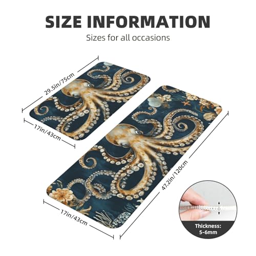 Juego de 2 tapetes de cocina cómodos lavables y protectores para decoración de suelos 4