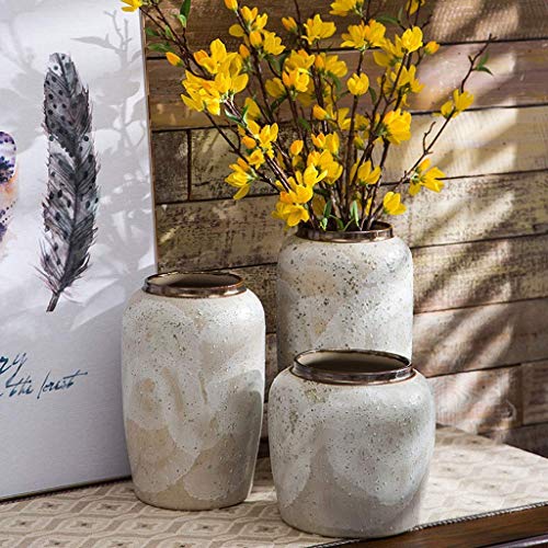 Vase en céramique blanc et or pour fleur et décoration de bureau - 5