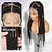 Fancy Hair Full Lace Jumbo Braided Wigs for Black Women Glueless Long Knotless Box Braided Wig for African American Women (Black, 32)