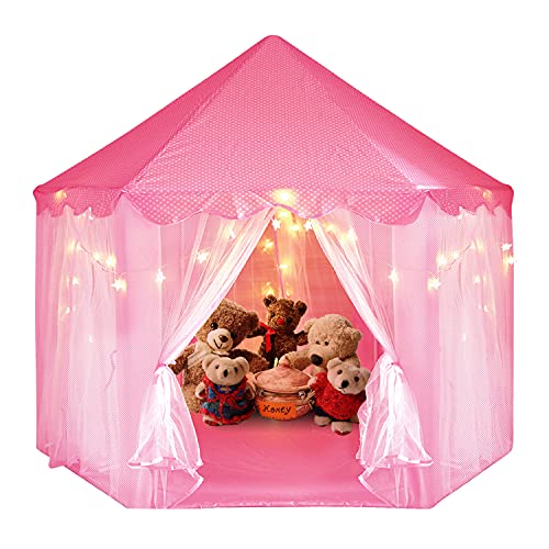 GSBLUNIE Princess Castle Play Tent for Girls, Kids Playhouse with Star String Lights, Little Girls Play Tent for Children Indoor and Outdoor Games 55'' x 53'' Pink GSBLUNIE Princess Castle Play Tent for Girls, Kids Playhouse with Star String Lights, Little Girls Play Tent for Children Indoor and Outdoor Games 55'' x 53'' Pink