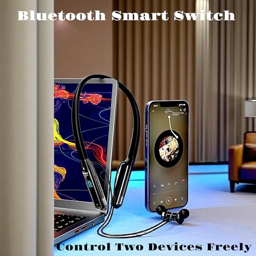 Image of iFAST IF-125 Digital Display Bluetooth 5.4 Wireless Neckband Earphone| HD Call Stereo Bass | Up to 50 Hours Music Playtime | Noise Cancellation, Voice Assistance, Dual Pairing [ Black ]