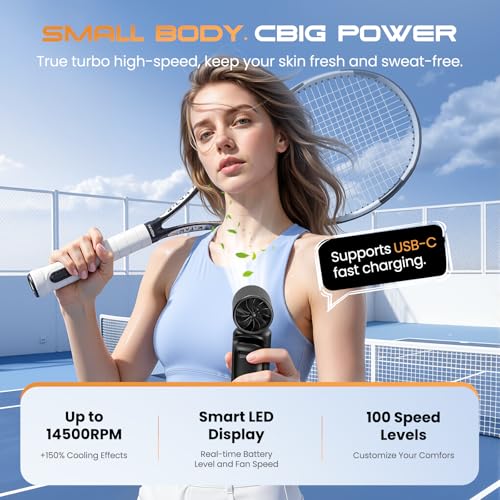 Image of Portable Mini Clip On Fan, Turbo Handheld Fan Rechargeable Portable Fan