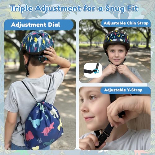 Image of Toddler Bike Helmet with Gloves and Backpack Set, 3 Sizes for Baby Infant to Kids Ages 1-3 3-5 5-8+, Adjustable Boys Girls Bike Helmet for Bicycle /Scooter /Skateboard /Roller Skate