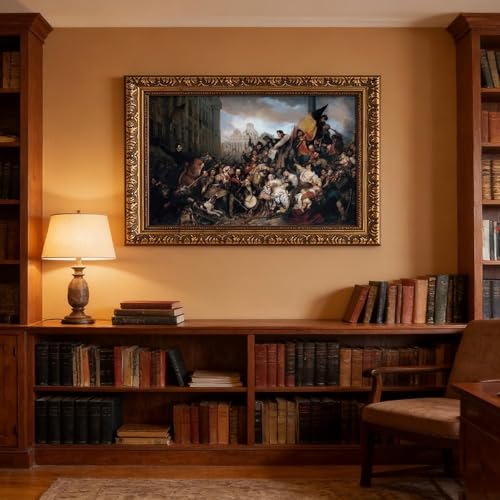 Toile Révolution belge Gustaf Wappers affiche historique cadre bois 61x91 cm - 5