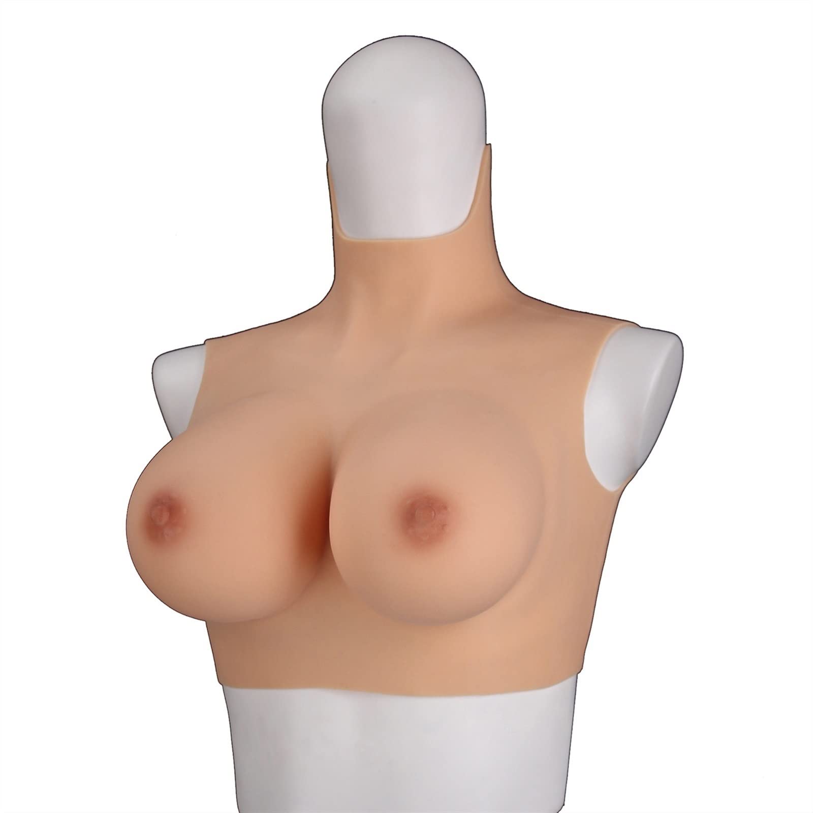 MYUYEE Half Length Silicone Breast Forms Boobs Enhancers Cotton Filler Suitable For Mastectomy Prosthesis Halloween Transgender Christmas Cross-Dresser Weddi(Yellow Skin-E Cup)