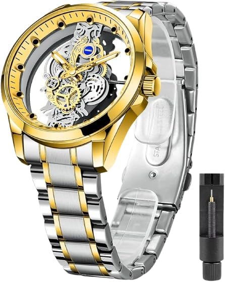 Analog Round Chronograph Stainless Steel Mens Two Tone Watch (B0D5VDT2ZJ) Amazon Price History, Amazon Price Tracker