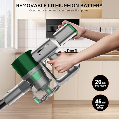 cordless stick vacuum cleaner in use