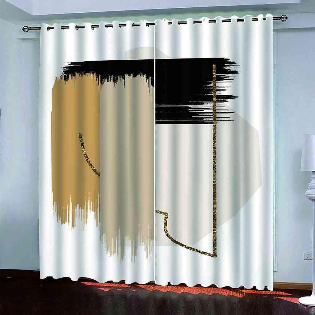 Rideau 3D en polyester doodle coloré abstrait pour fenêtre de salon