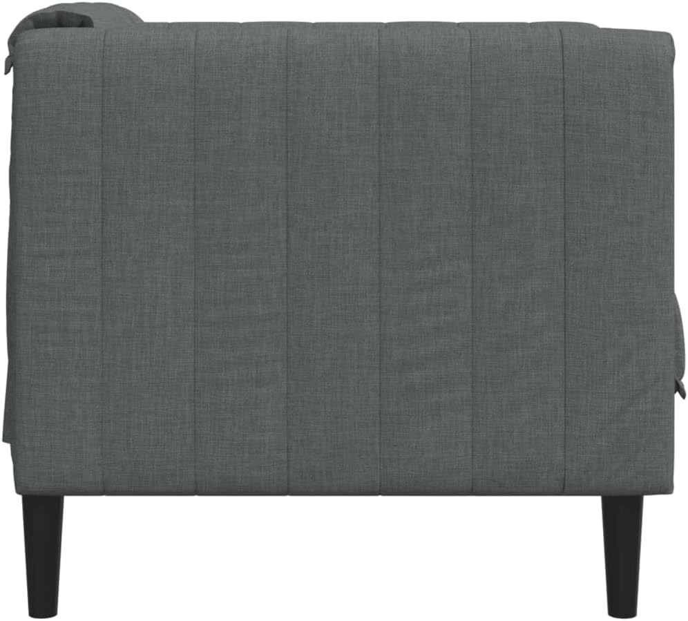 Sofa Chair Dark Gray Polyester Single Armchair Rectangular Living Room Furniture
