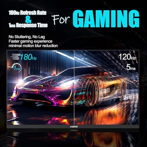 Image of Gaming Monitor, 27 Inch 180Hz 1ms, FHD 1080P, IPS Computer Gaming Monitor, 1000:1, 99% sRGB, FPS /RTS, MPRT 1Ms|FreeSync|HDR|Low Blue Light|HDMI DP| VESA Support, HDMI Cable Included