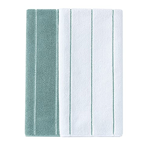 Microfiber Kitchen Towels - Super Absorbent, Soft And Solid Color Dish Towels, 8 Pack (Stripe Designed Lake Blue And White Colors), 26 X 18 Inch #TOP1