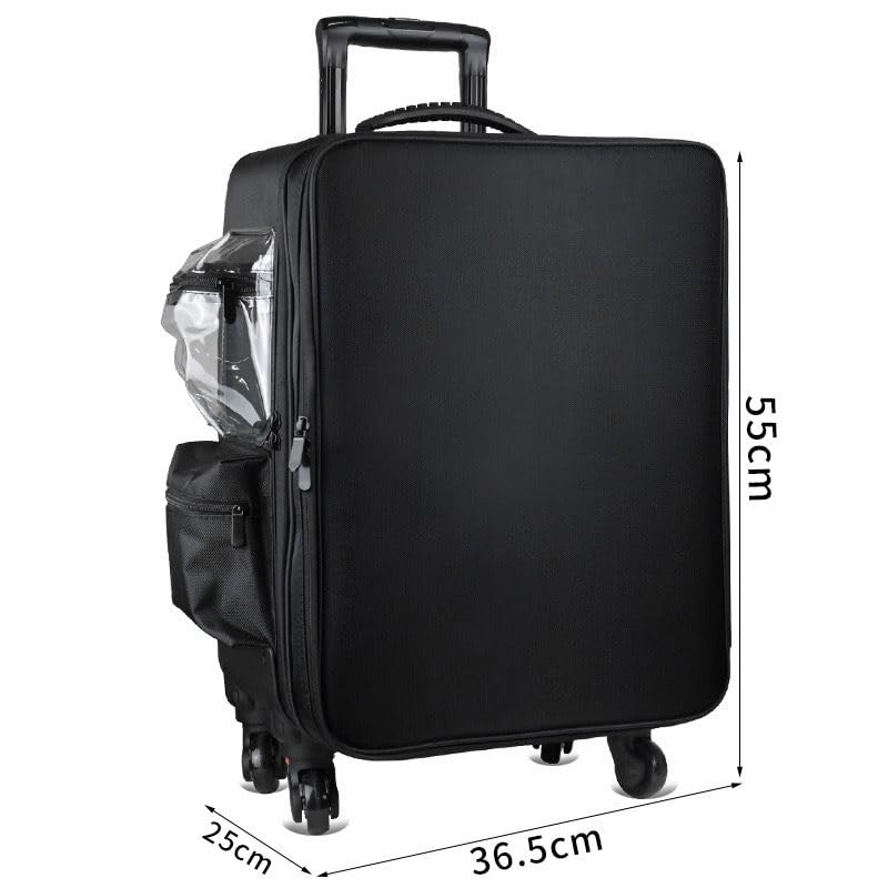 Image of SHAMAX Professional Makeup Artist Trolley | Large Rolling Cosmetic Case with 360 Wheels, Adjustable Dividers & Removable Bags | Salon, Hairstylist & MUA Travel Organizer (55Hx36.5Lx25W cm)