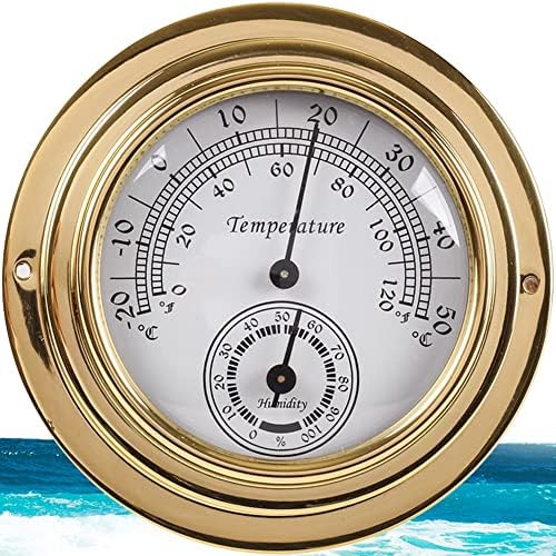3.9in Wall Mounted Thermometer Hygrometer Barometer Watch Tidal Clock, Copper Shell Indoor Outdoor, Weather Station No Battery Needed, for Home, Hotels, Offices, Factories-Hygrometer baromet