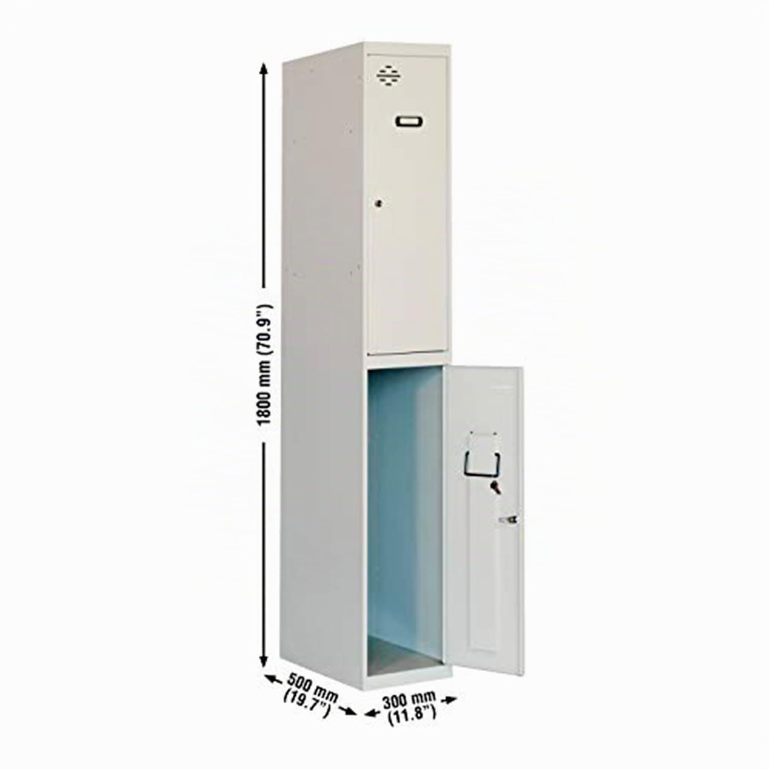 Simon Rack Casier Vestiaire Metallique, 2 Portes, Comprend la Clé, 1800x300x500 mm, Gris - Simonlocker, Acajou