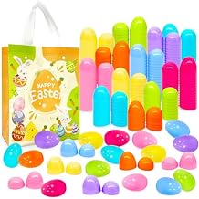 Aviski 144Pcs 2.36inch Colorful Easter Plastic Eggs for Kids Egg Hunt Basket Bag Empty Stuffers Fillers with 2pcs Cute Non Woven Bags, Toys Filling Treats and Easter Theme Party Supplies Favor