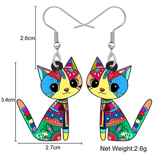 Acrylic Drop Cat Earrings Pets Funny Design 7 Color Lovely Gift For Girl Women By The Bonsny (Colorful) #TOP4