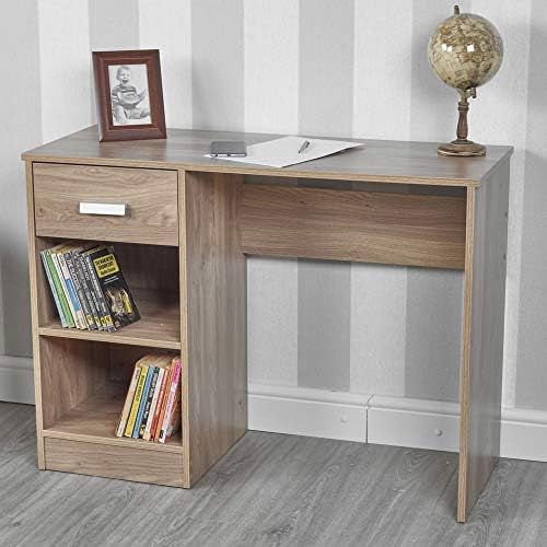 URBNLIVING 1 Drawer Wooden Bedroom Computer Work Table Office Desk Dressing Jewellery Unit (Oak)