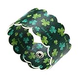 Faux Leather Shamrocks Four Leaf Clover Plaid Pattern Bracelet Lightweight Plant Width Bangle for...