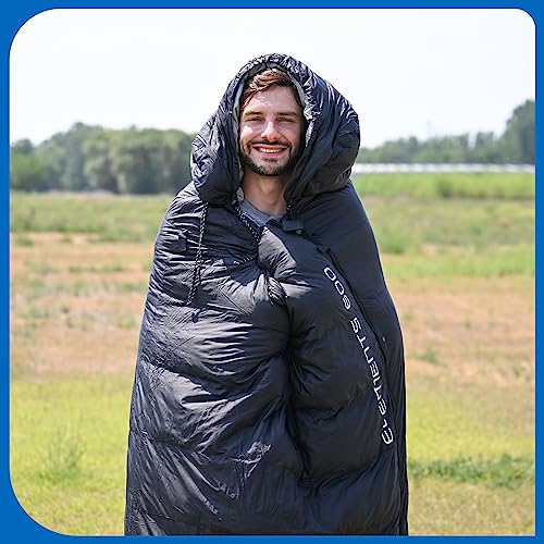 Foto von ATEPA Schlafsack Winter Outdoor,Daunenschlafsack, Übergröße Ultraleichter, 3 Jahreszeiten Warm, XXL Leichtgewicht, großartiger Komfort, Ideal für Rucksacktouren Erwachsene Camping, Wandern, Schwarz
