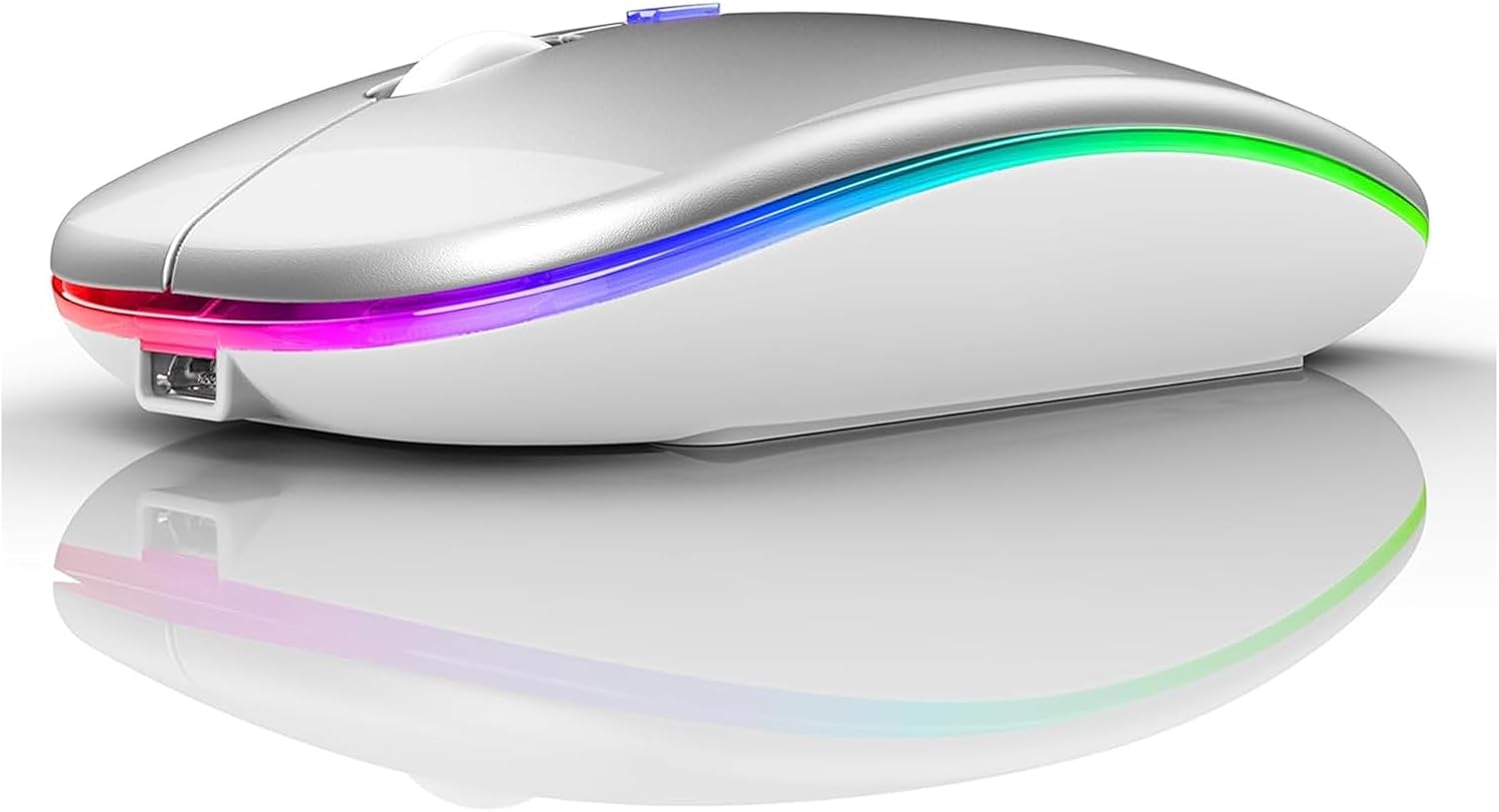 P37 Oppladbar Bluetooth med trådløs mus og 2,4 GHz, stille ergonomisk mus med USB-mottaker for databehandling, bærbar PC, PC, MacBook, justerbar 3 DPI bærbar trådløs mus bakgrunnsbelyst
