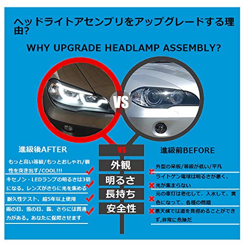 2Pcs Headlight Assemblies For Bmw X5 2007-2013 Bi-Xenon Lens Projector Double Beam Xenon Hid Kit With Led Daytime Running Lights #TOP4