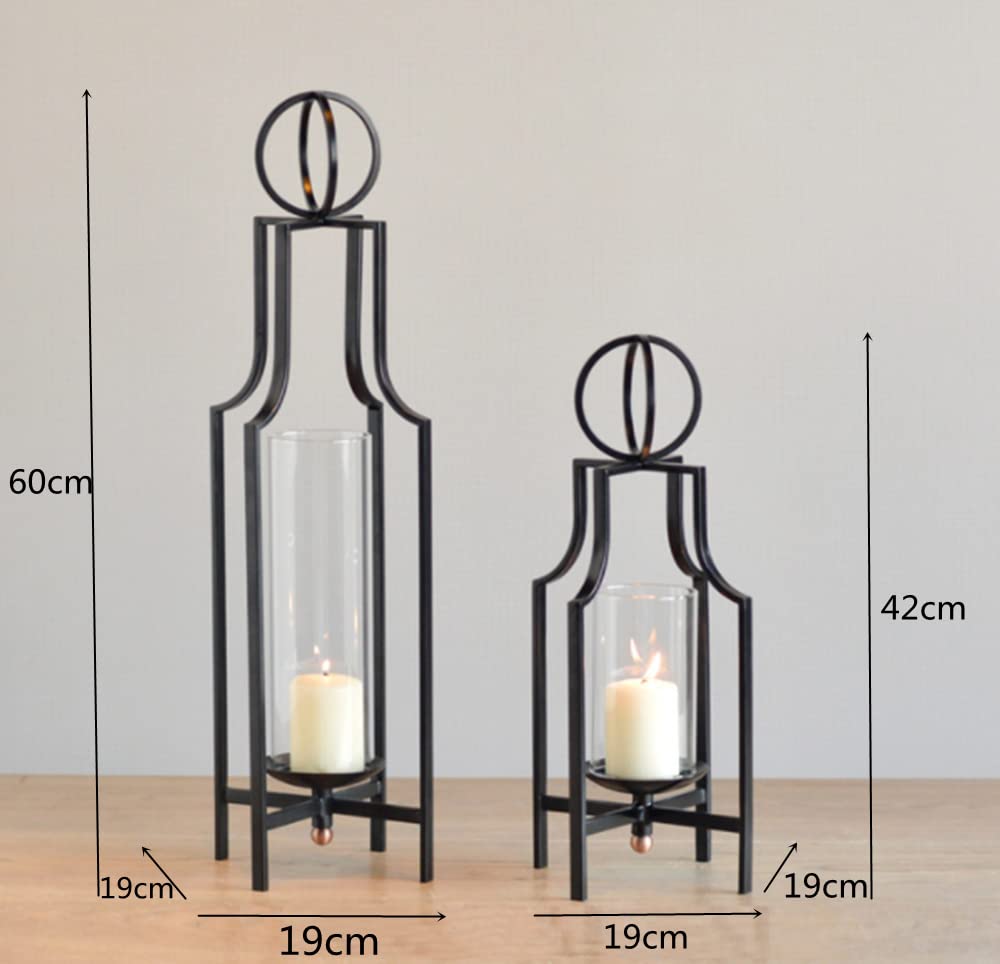 Lanterne décorative en métal, bougeoir en fer forgé pour la maison, bougeoir créatif tendance noir pour le salon - L