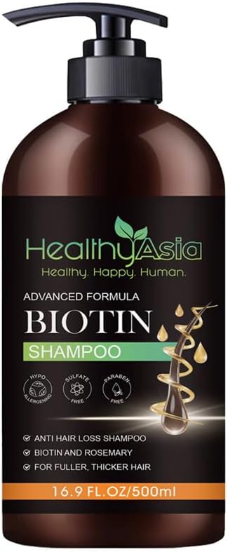 Black Label Biotin Hair Growth Shampoo for Thicker Fuller Hair, Advanced Formula with Rosemary & Argan Oil, Volumizing Cleanser for Men and Women, Color Safe, 16.9 fl oz (500ml)