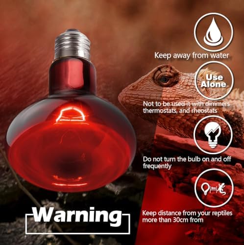 Reptile Heat Lamp Bulbs 75W 2 Pack,Day and Night Infrared Basking Spot Heating Light Combo,UVA Heat Lamp Bulb for Reptile and Amphibians,Bearded Dragon, Lizard, Turtle, Snake