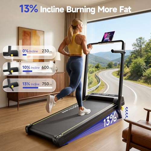 YPOO Foldable Treadmill with Incline, Walking Pad with Handle Bar 3 Level Incline, Portable Folding Treadmills for Home/Office 300 Lbs Capacity, Quiet Desk Treadmill with Remote Control & APP - Image 5