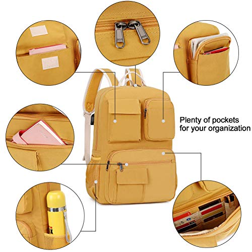 School Backpack Vintage Canvas Laptop Backpacks Men Women Rucksack Bookbags (Yellow - 8678) #TOP7