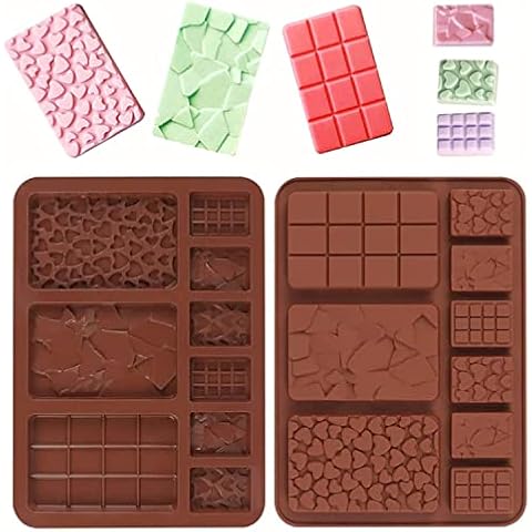 MEISO 2 Stück Silikon Schokoladenform, Süßigkeitenformen Silikonformen Schokoladenform Silikon-Backform Non-stick Mini Chocolate Bar Mold für DIY Schokolade Praline Süßigkeiten Cover