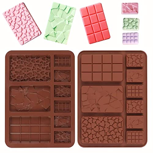 MEISO 2 Stück Silikon Schokoladenform, Süßigkeitenformen Silikonformen Schokoladenform Silikon-Backform Non-stick Mini Chocolate Bar Mold für DIY Schokolade Praline Süßigkeiten