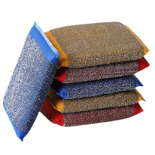 Esponja de alambre de acero - Paquete de 6 paños de limpieza antiarañazos, esponjas abrasivas, antiarañazos - Mopa para el hogar, esponjas y mopas de cocina, esponja para platos para c