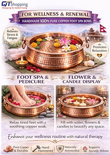 Bañera de spa para pies de cobre puro 11-12 pulgadas miniatura 3