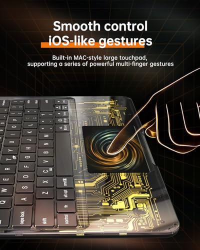 Image of Wireless Keyboard Case for iPad 9th (7th, 8th, and 9th Gen) 10.2 Inch, Transparent Protective Cover with 7-Color Backlit Keyboard, 360 Rotating Stand, Multi-Touch Trackpad and Pencil Holder