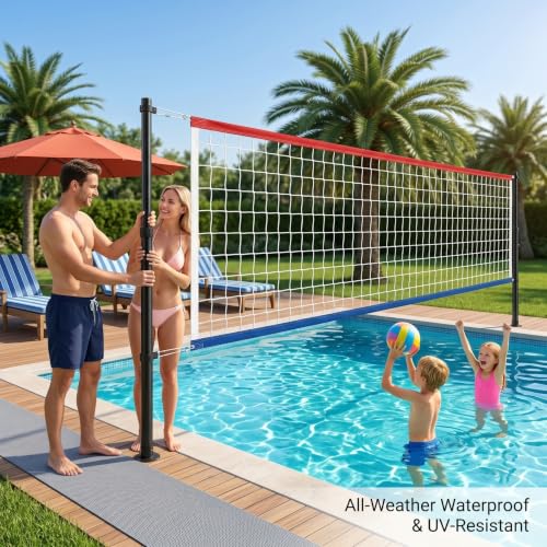 Red de voleibol para piscina impermeable con marco resistente para enterradas y elevadas 5