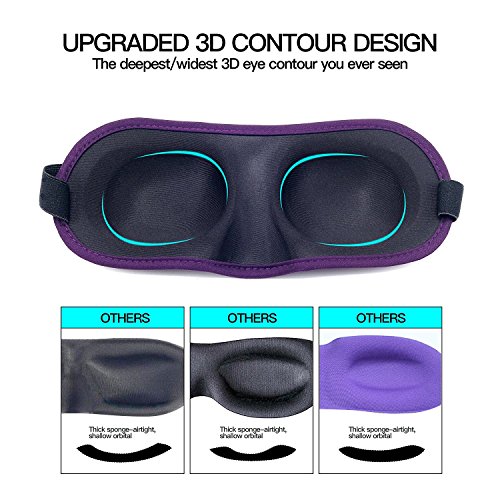 Image of HIVER Art Silk 3D Sleep Mask For Privacy-Never Broken- (Any Machine Washable) Eye Mask For Sleeping Locking Light 100%- Blindfold Airplane Mask- Night Blinder Eyeshade For Men Women (Purple)