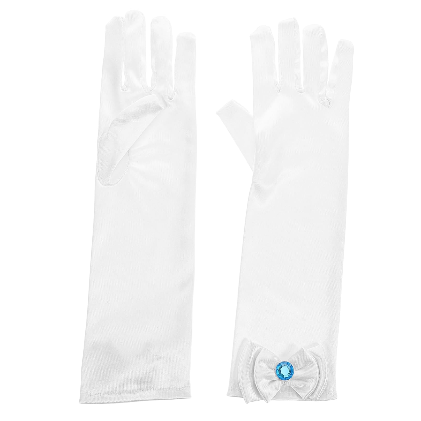 COLLBATH Cute Bow Design Girls Gloves Long Satin Formal Princess Costumes Warm Party Accessories Versatile Dress up