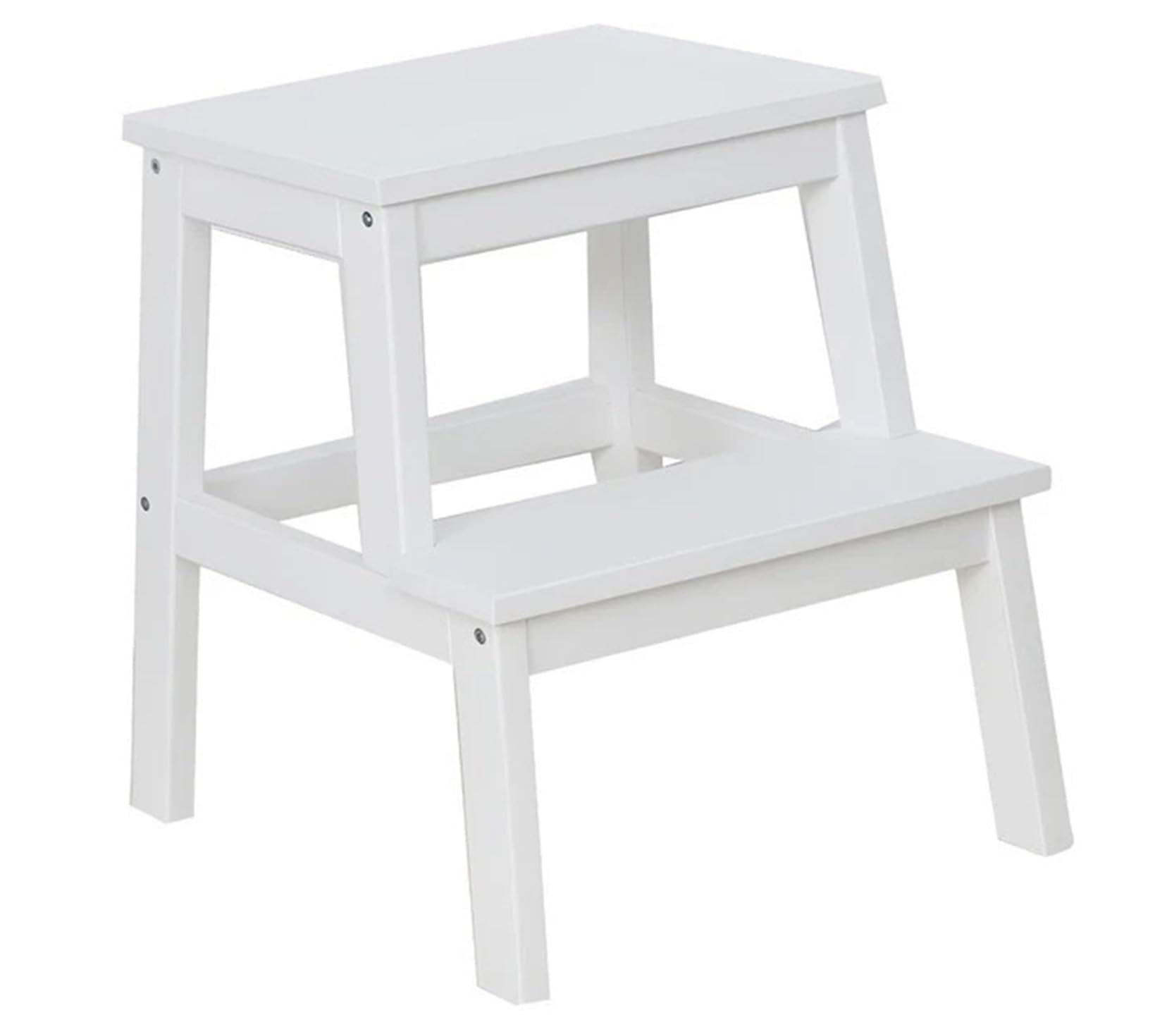 Wooden 2-Tier Step Stool Foot Step Up For Kids & Adults Easy Reach Multifunctional Household Display Shoe, Plant Stand, Bath Bench Outdoor Caravan Shop Bar (White)